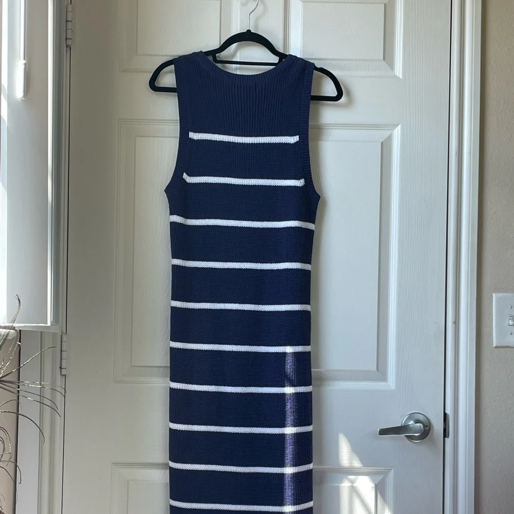 525 America Emma Cotton Midi/Maxi Dress Navy/White | Americana Coastal Elegance - Picture 7 of 16